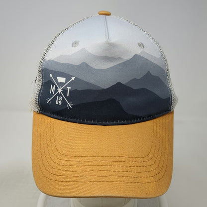 Cirque Montana Mountain Yellow Trucker Hat One Size Snapback Mesh Graphic Cap