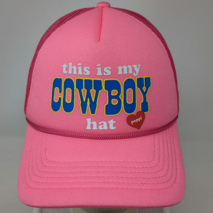 Poppi Trucker Hat Pink One Size this is my COWBOY Graphic Mesh Snapback Rope