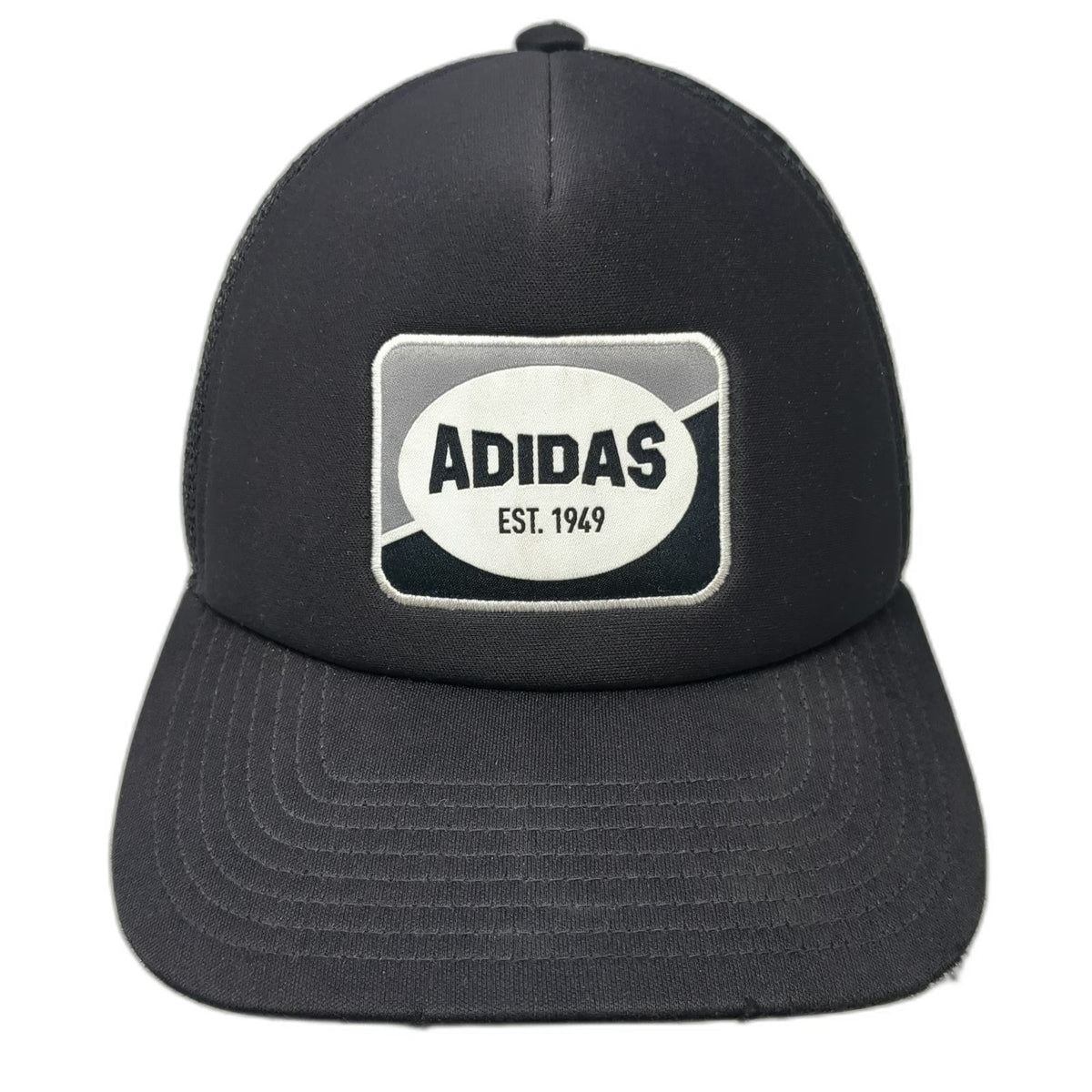 Adidas Trucker Hat Black One Size Mesh Back Aeroready Patch Snapback Breathable