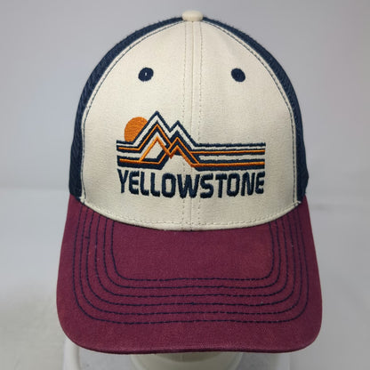 Pro Mountain Yellowstone National Park Trucker Hat Beige Blue Red OSFM Snapback