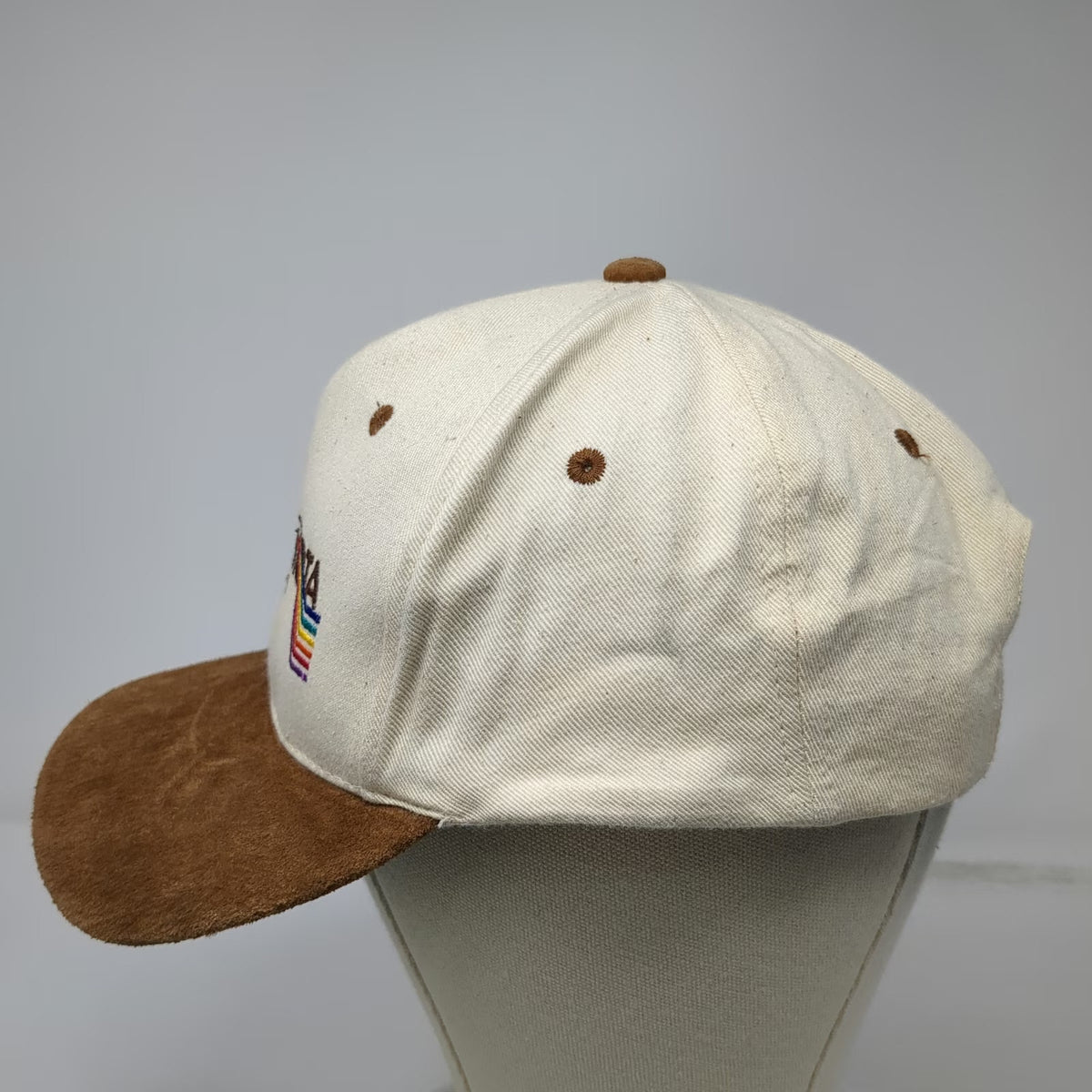 KC Baseball Cap Beige Brown One Size Rainbow Cleaning Systems Suede Brim Hat