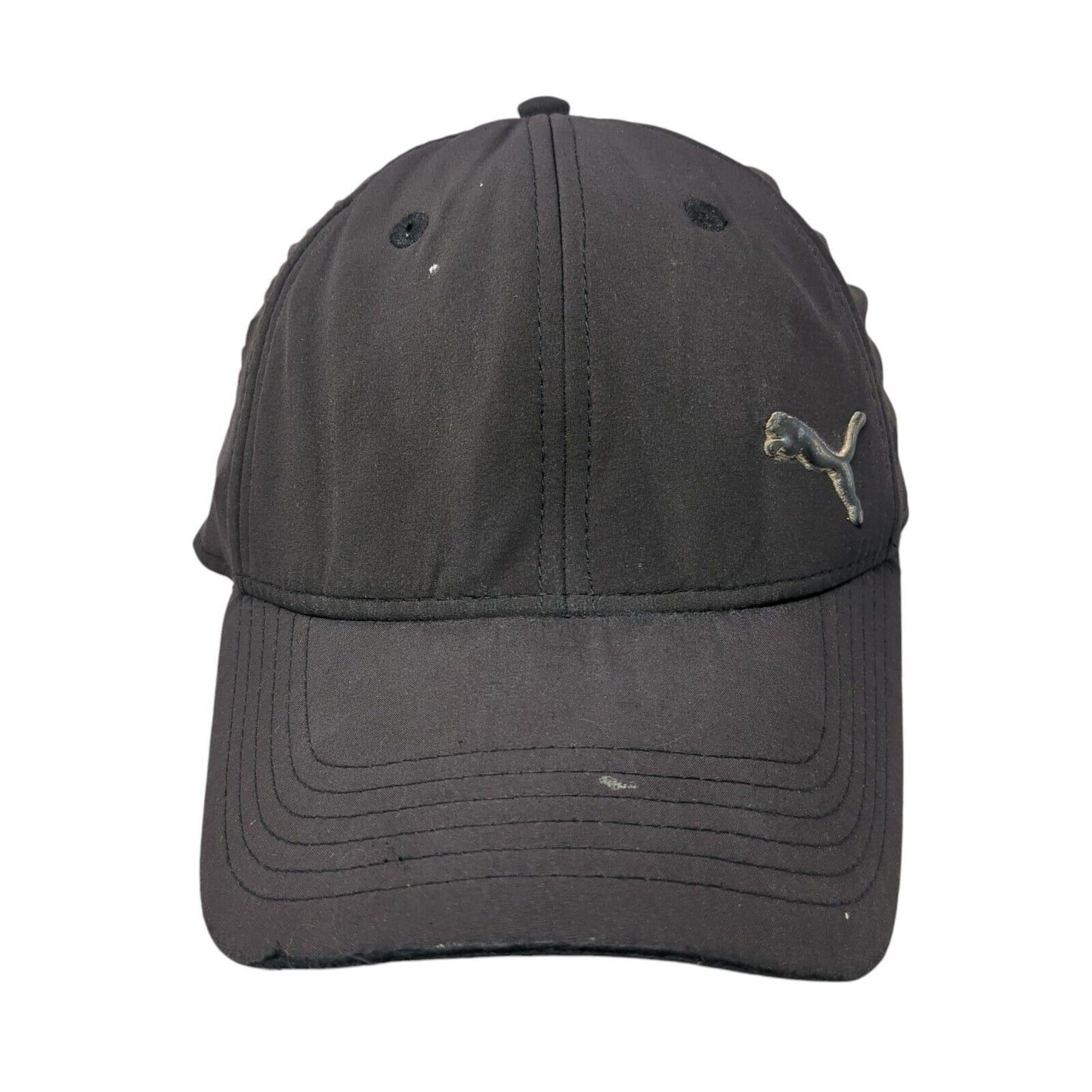 PUMA Fitted Baseball Cap Black Size S/M Lightweight Embroidered 6 Panel