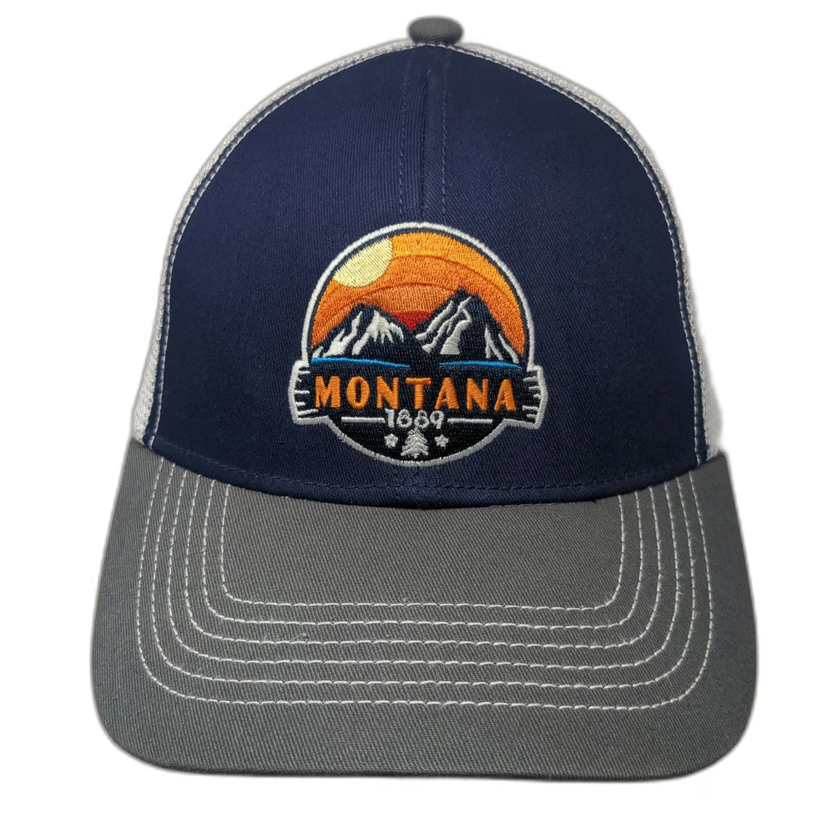 Continental Divide Blue Gray White Montana 1889 Trucker Hat One Size Snapback