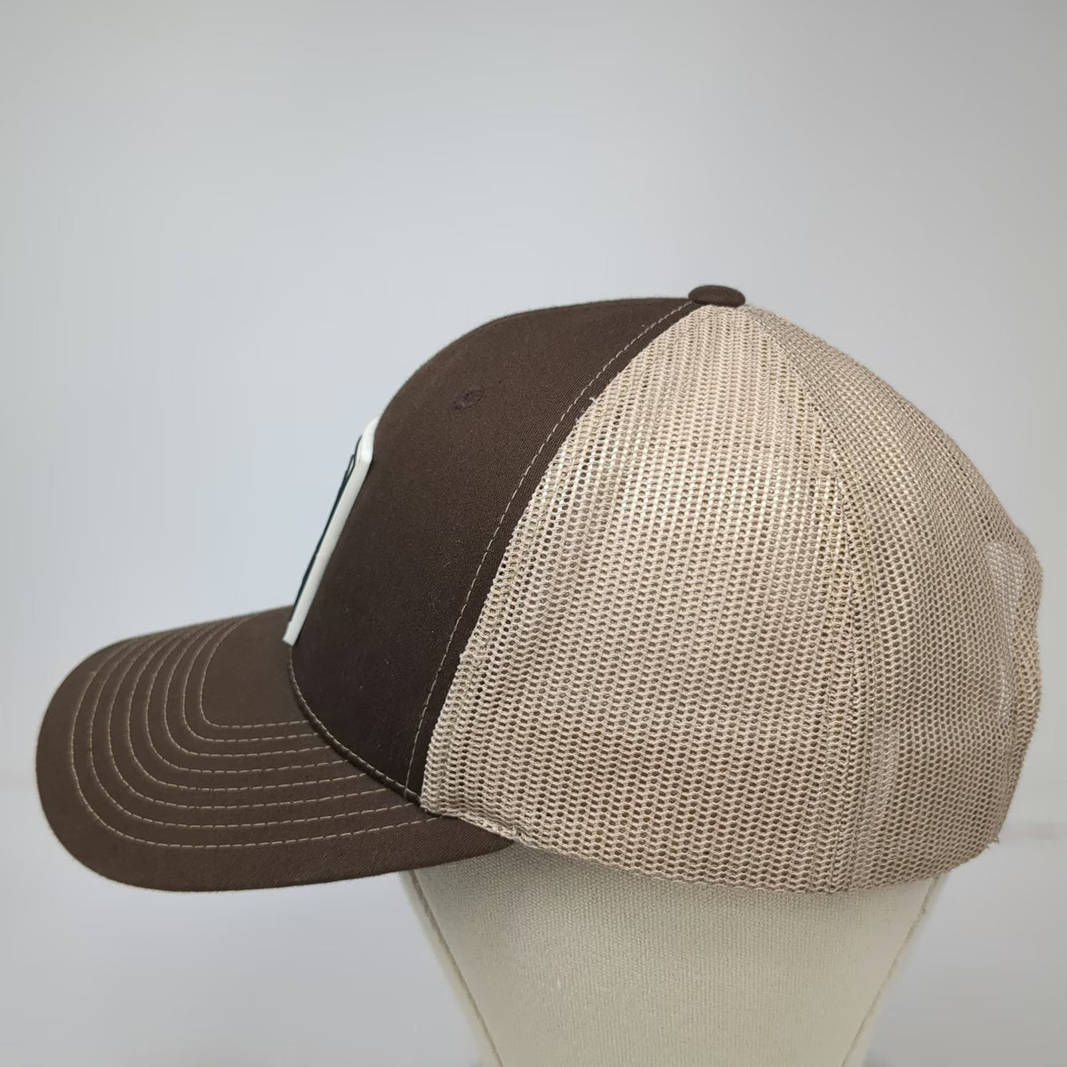 Richardson Trucker Hat Brown One Size SGW Patch Mesh Snapback Contrast Stitch