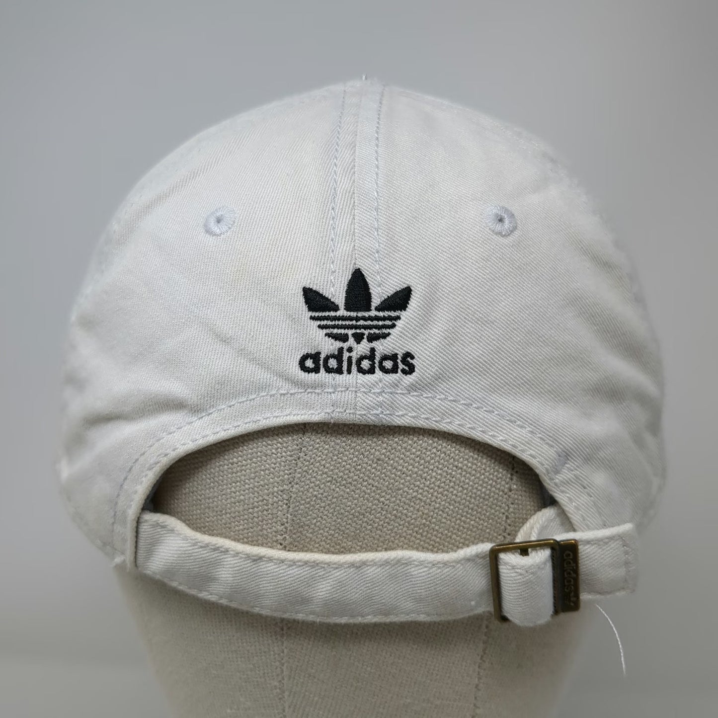 Adidas Baseball Cap White One Size Hat Trefoil Logo Embroidered Cotton Slideback
