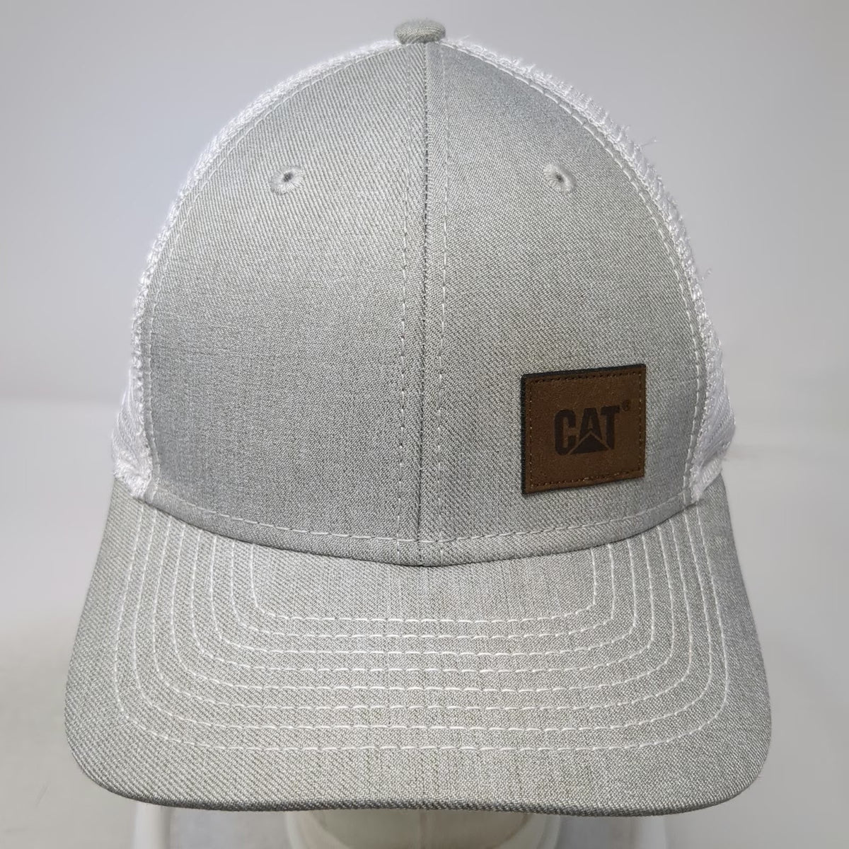 Cat Baseball Cap Gray One Size Snapback Mesh Back Logo Patch Trucker Work hat