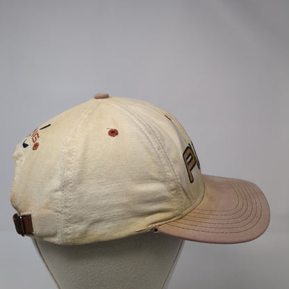 PING Baseball Cap Beige One Size Adjustable Embroidered Vented Holes 6 Panel