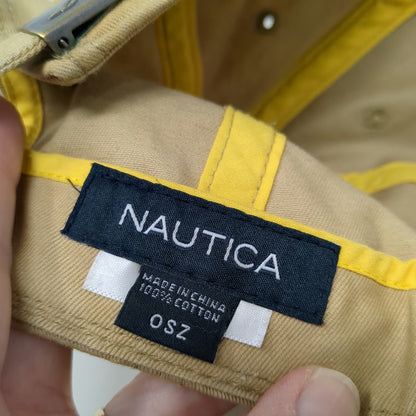 Nautica Baseball Cap Beige One Size Slideback 100% Cotton Blue Sail Strap Hat