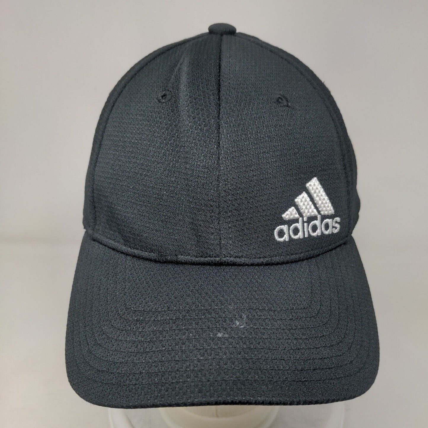 Adidas 3 Stripes Fitted Hat Black Small/Medium Aeroready Embroidered