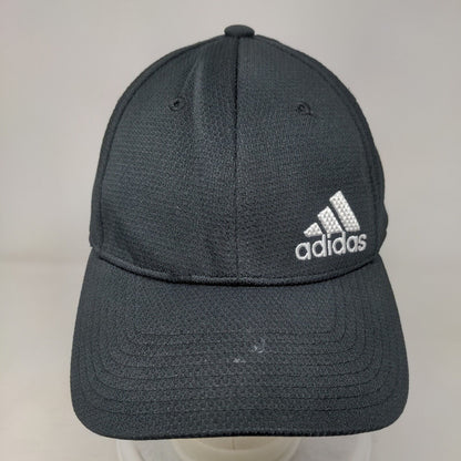 Adidas 3 Stripes Fitted Hat Black Small/Medium Aeroready Embroidered