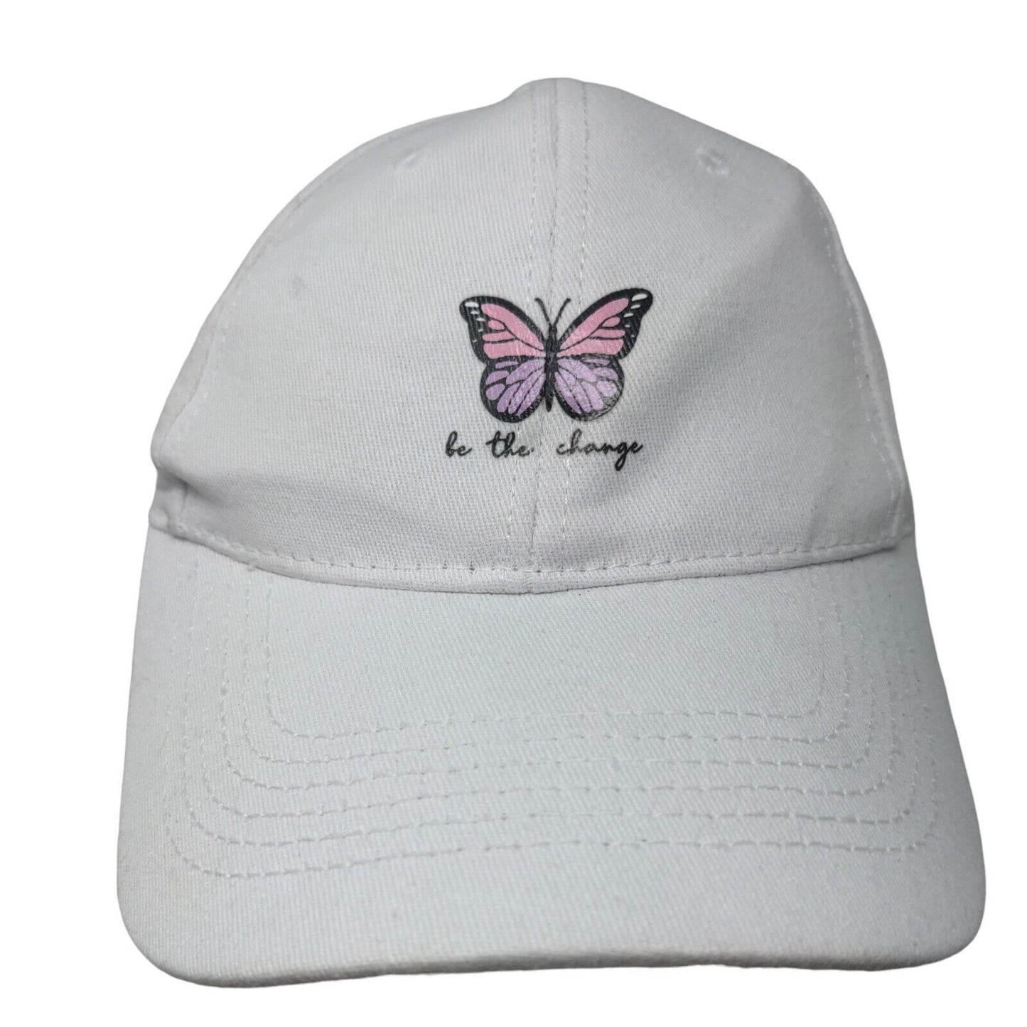 Butterfly Be The Change Slideback Hat White One Size Adjustable 6 Panel