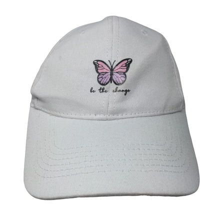 Butterfly Be The Change Slideback Hat White One Size Adjustable 6 Panel