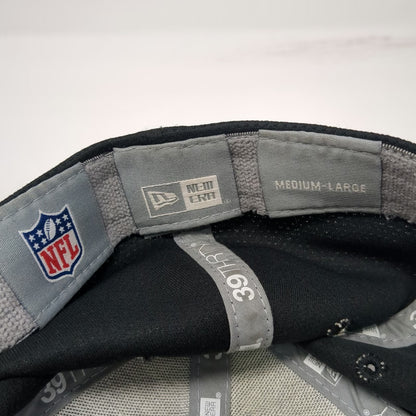 Las Vegas Raiders NFL New Era Black Gray L 39THIRTY Stretch Fit Curved Brim Hat
