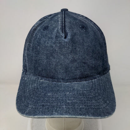 No Boundaries Snapback Hat Blue One Size Adjustable Vented Holes Blank Denim