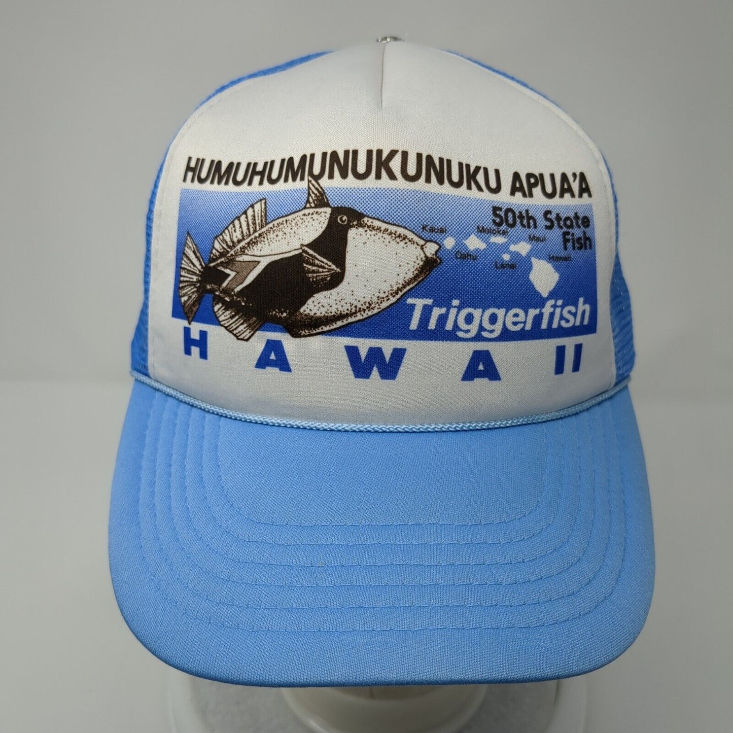Humuhumunukunuku Apua'a 50th State Fish Hawaii Trucker Hat Blue OS Mesh Rope