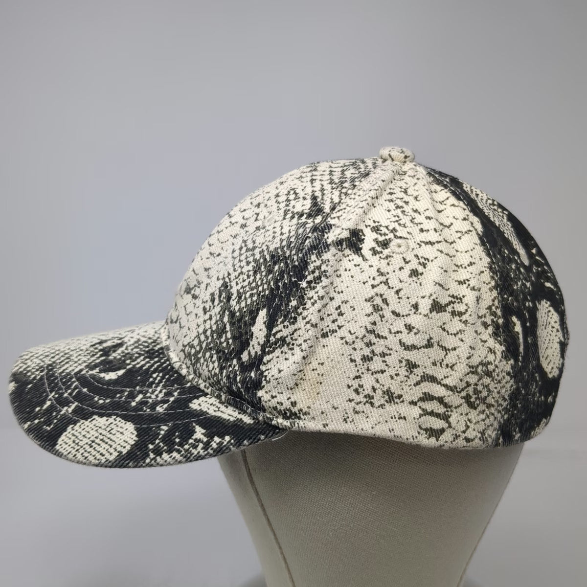 Free Press Baseball Cap White One Size Snakeskin Print Allover Hat Strapback