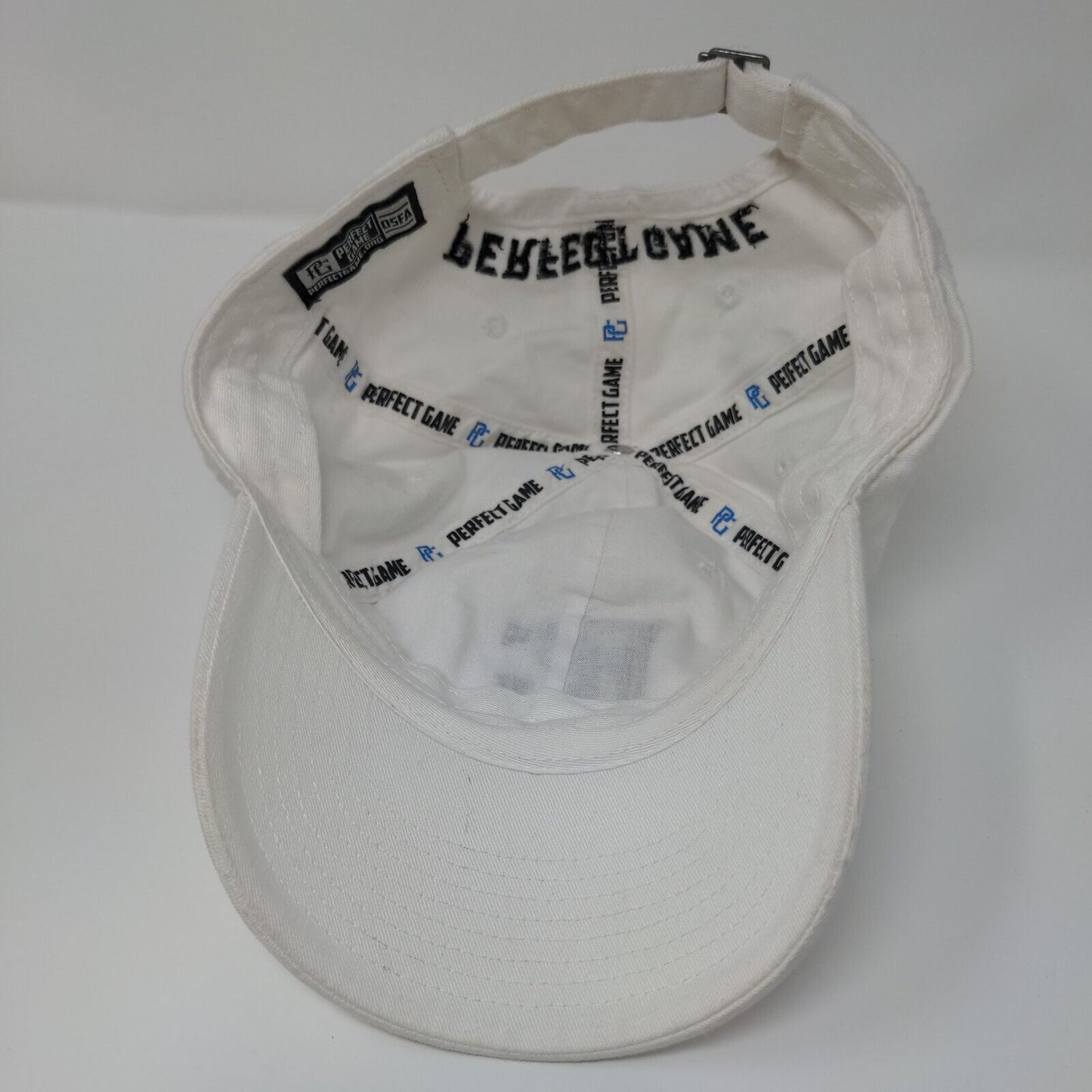 PG Perfect Game Slideback Hat White OSFA Adjustable Embroidered
