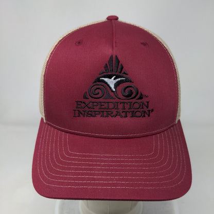 Expedition Inspiration Snapback Trucker Hat Red One Size Mesh Back
