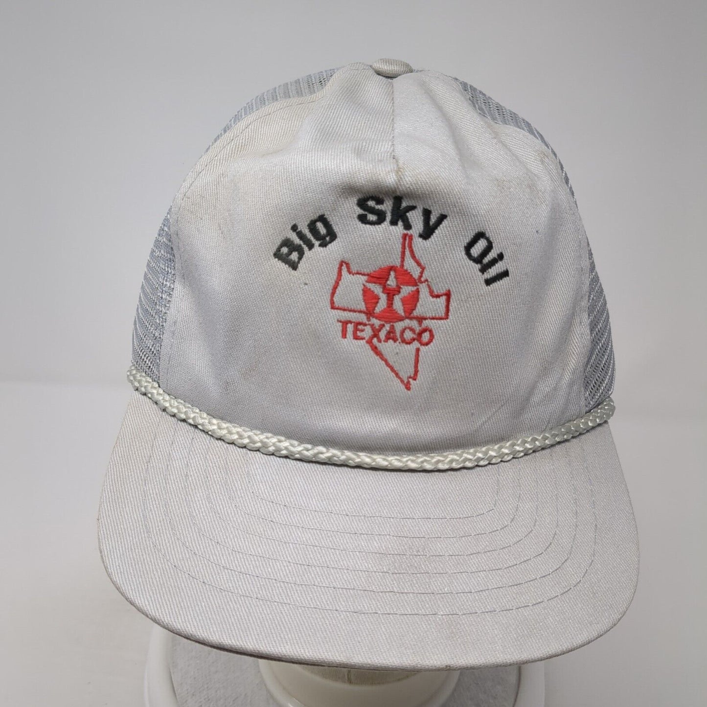 Big Sky Oil Texaco Snapback Trucker Hat Gray One Size Adjustable Mesh Back Rope