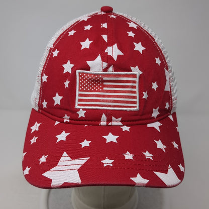 USA Flag Snapback Trucker Hat Red One Size Adjustable Mesh Back Stars & Stripes