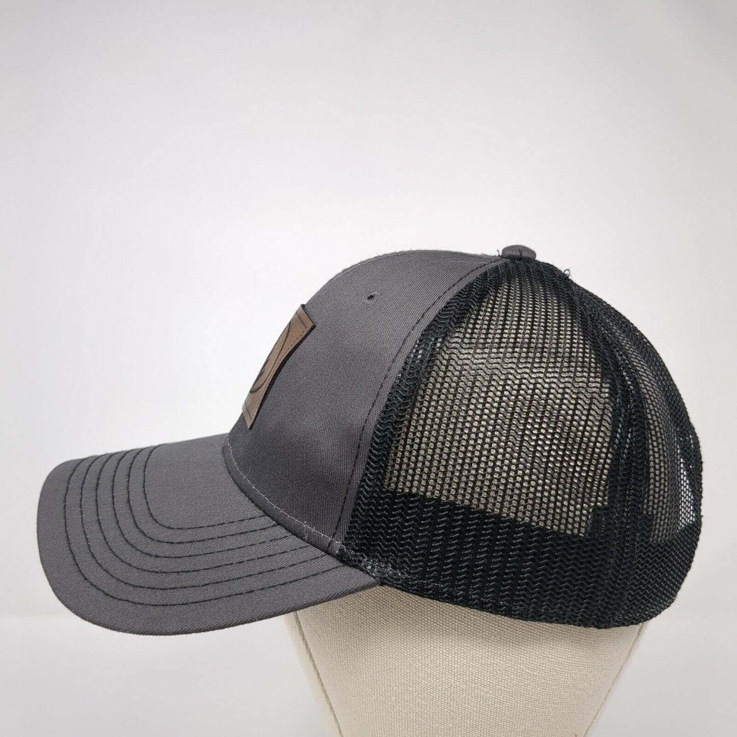 Otto Snapback Trucker Hat Gray One Size Adjustable Mesh Back Leather Patch