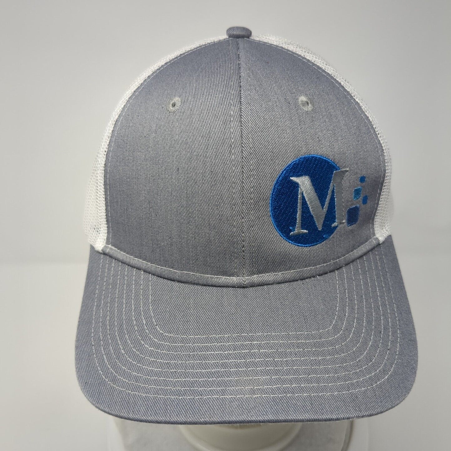 M Snapback Trucker Hat Gray OS Adjustable Embroidered Mesh Back Port Authority
