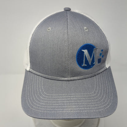M Snapback Trucker Hat Gray OS Adjustable Embroidered Mesh Back Port Authority