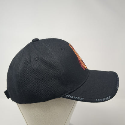 Horse Strapback Hat Black One Size Embroidered Adjustable Vent Holes