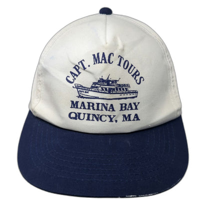YoungAn Trucker Hat White Blue One Size Capt Mac Tours Quincy MA Marina Bay
