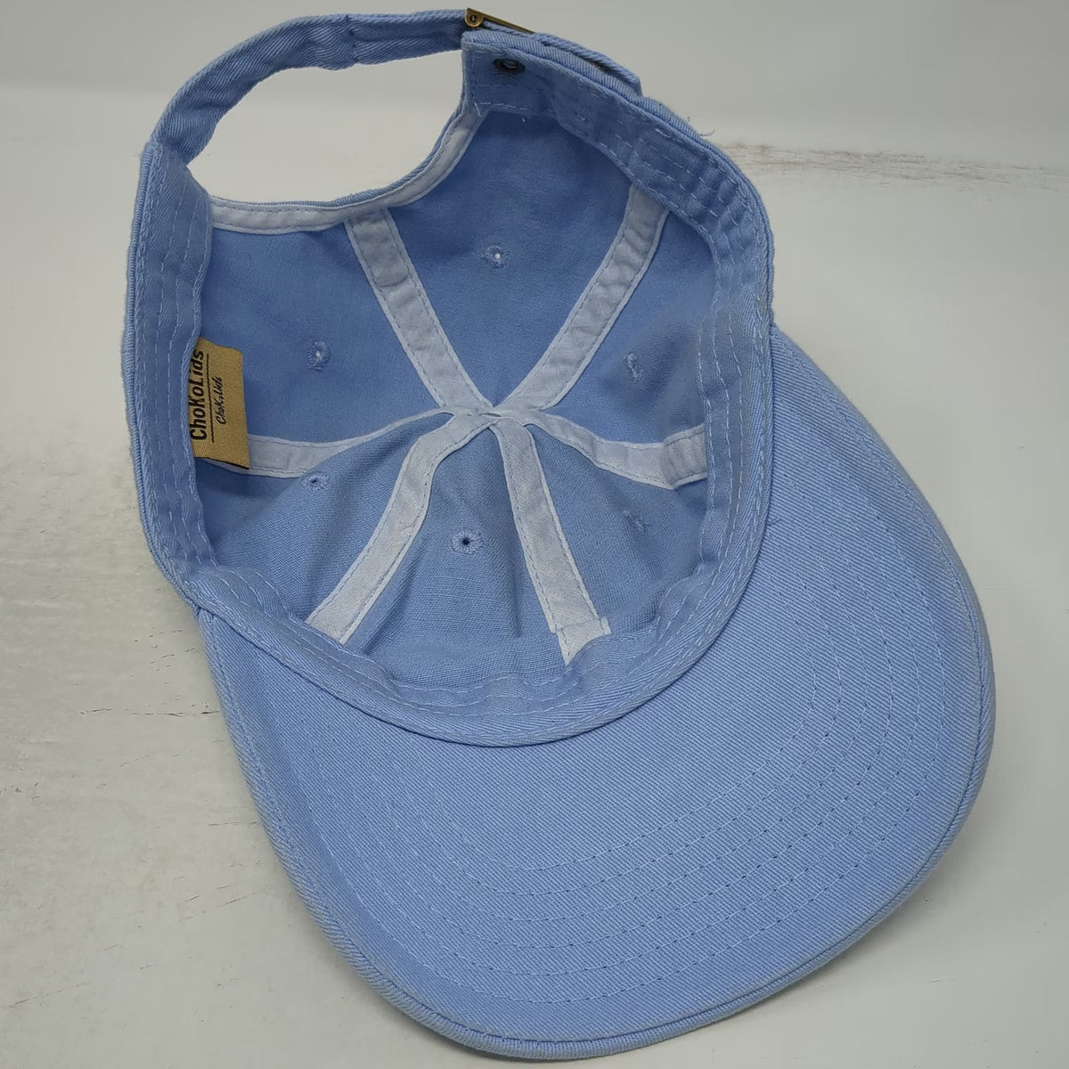 ChokoLids Baseball Cap Blue One Size Adjustable Slideback Cotton Solid Plain Hat