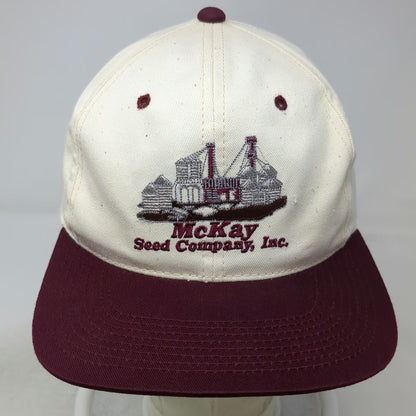 Headliner Baseball Cap White Red One Size McKay Seed Company Inc Agriculture Hat