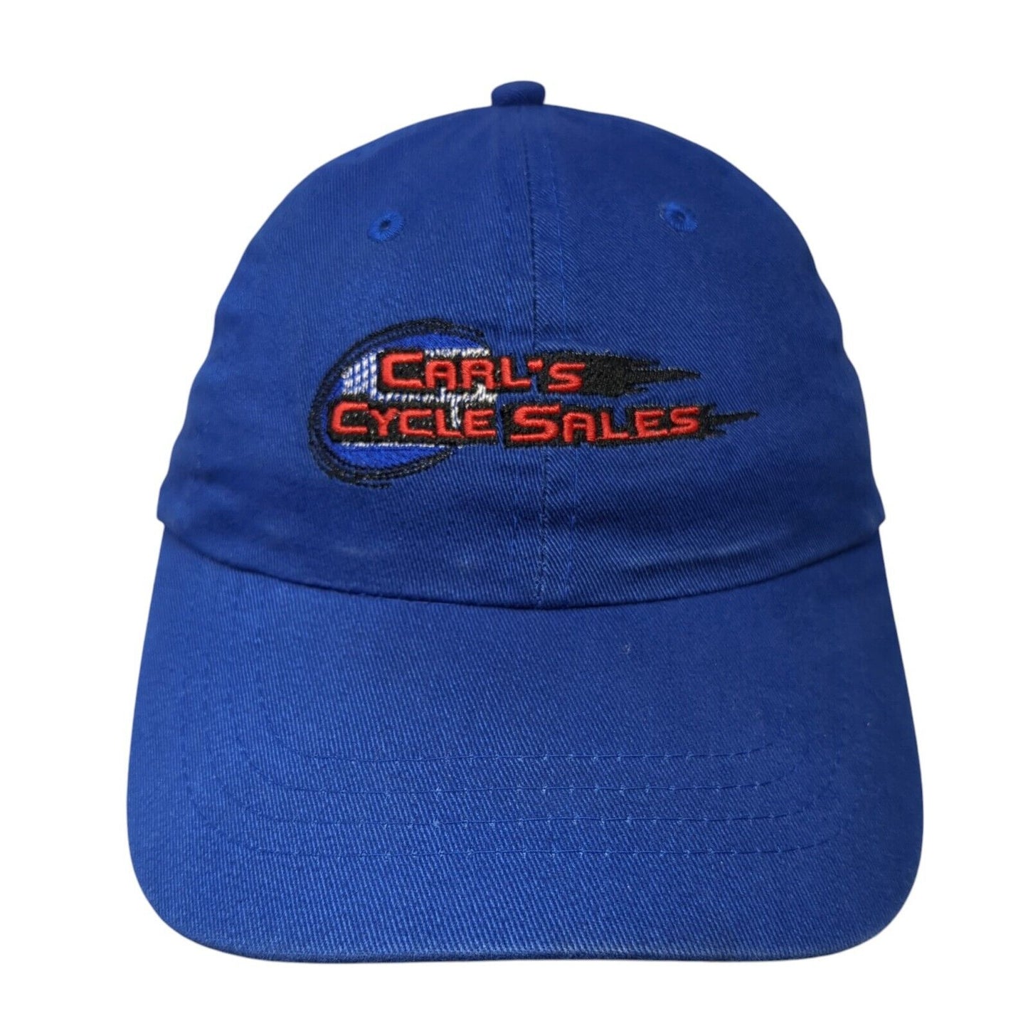 Carl's Cycle Sales Strapback Hat Blue OS Adjustable Embroidered Otto Cotton