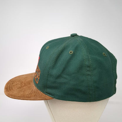 Budweiser Rodeo Baseball Cap Green OS Leather Strapback Suede Brim Hat Vintage
