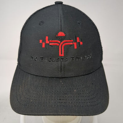 Trucker Hat Black One Size No Excuses Fitness Gym Workout Mesh Snapback Hat