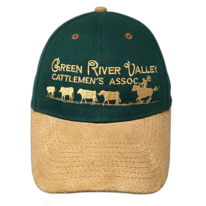 OTTO Baseball Cap Green One Size Cattlemen's Assoc Cows Horse Leather Strap Hat