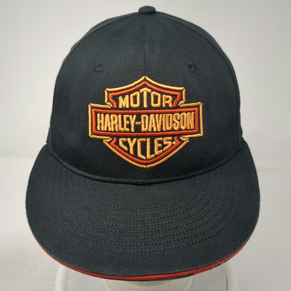 Harley-Davidson Baseball Cap Black Orange Gold S Fitted Shield Logo Eagle Hat
