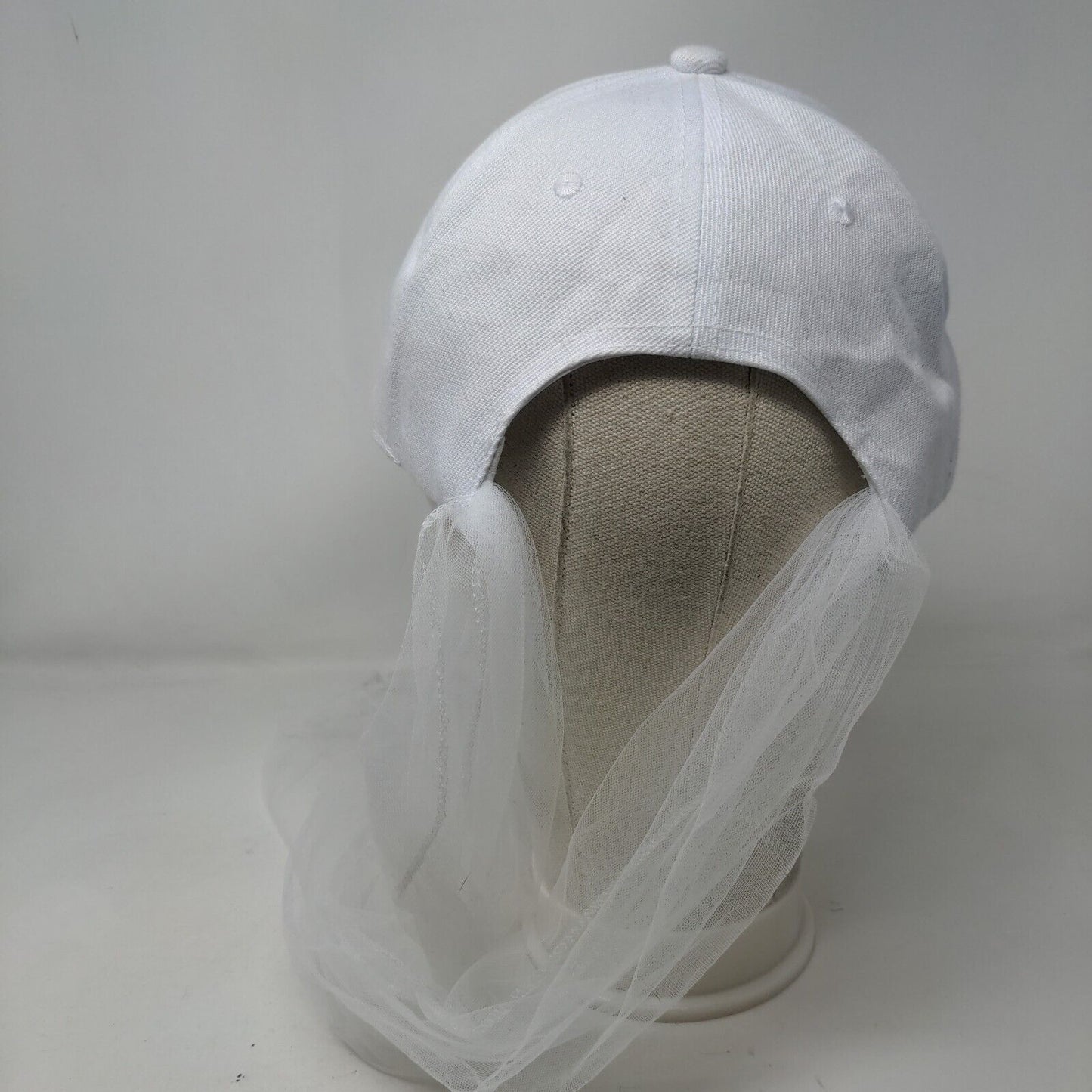 Bride Lace Veil Hat White One Size Embroidered Solid 6 Panel Vent Holes