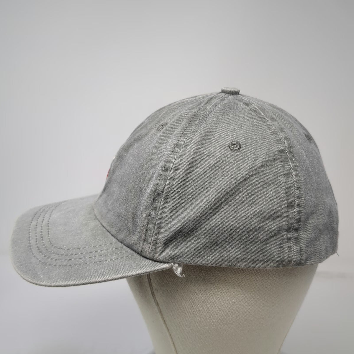 Headlines Baseball Cap Gray One Size Cherry Embroidery Adjustable Washed Cotton