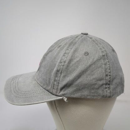 Headlines Baseball Cap Gray One Size Cherry Embroidery Adjustable Washed Cotton