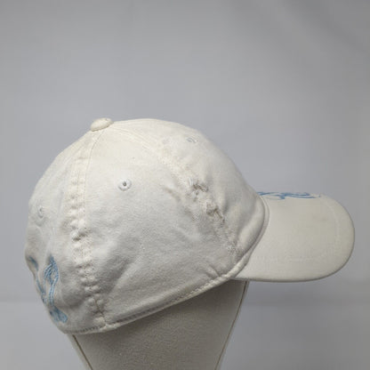 American Eagle Fitted Hat White Cream S/M NU-Fit Embroidered Distressed 6 Panel
