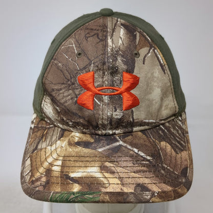 Under Armour Baseball Cap Green Brown Orange L Camo Embroidered Stretch Fit Hat