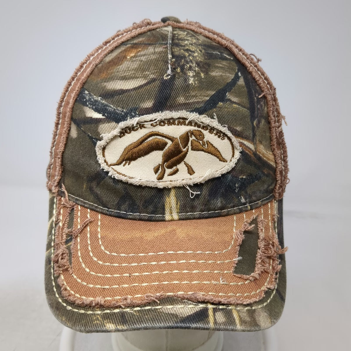 Duck Commander 5 Panel Green Camo One Size Distressed Strapback Hunting Hat