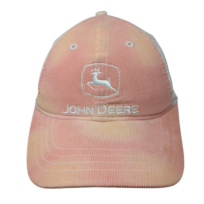 John Deere Strapback Trucker Hat Pink One Size Adjustable Embroidered Mesh Back