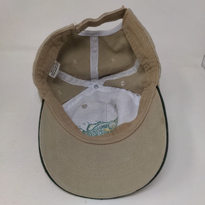 Fishing Strapback Hat Tan One Size Embroidered Adjustable Vent Holes