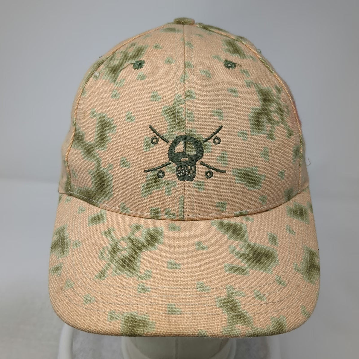 Stussy Snapback Orange One Size Digital Camo Skull Logo Canvas Hat 6 Panel