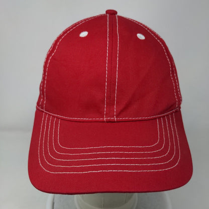 Unbranded Strapback Hat Red OSFM Adjustable Vented Holes 6 Panel Blank