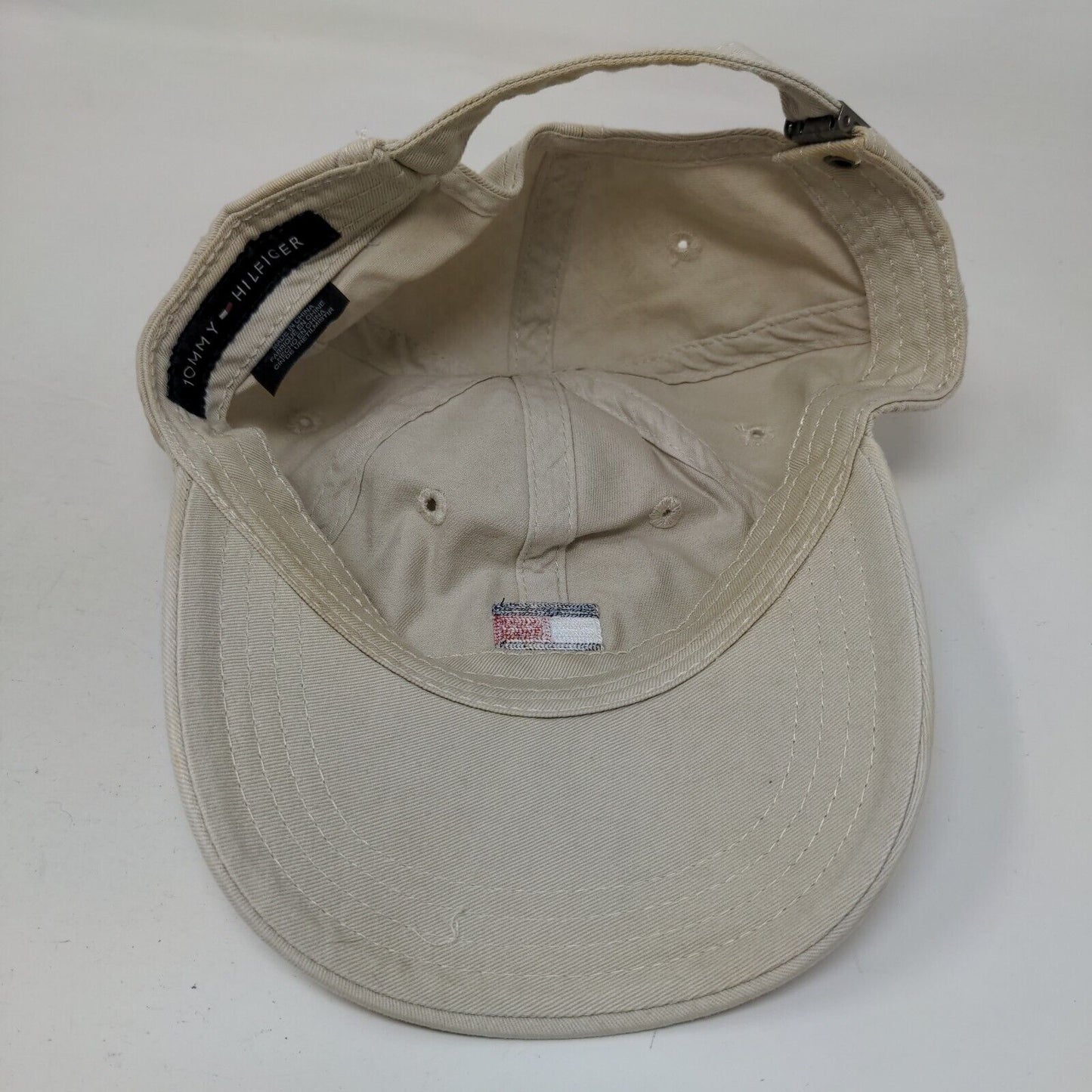 Tommy Hilfiger Slideback Hat Tan One Size Embroidered Logo 6 Panel