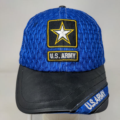 US Army Strapback Hat Blue OSFA Adjustable Embroidered Lightweight 6 Panel
