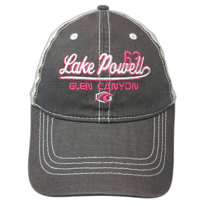 Mountain Trucker Hat Gray Pink White One Size Lake Powell Glen Canyon Snapback
