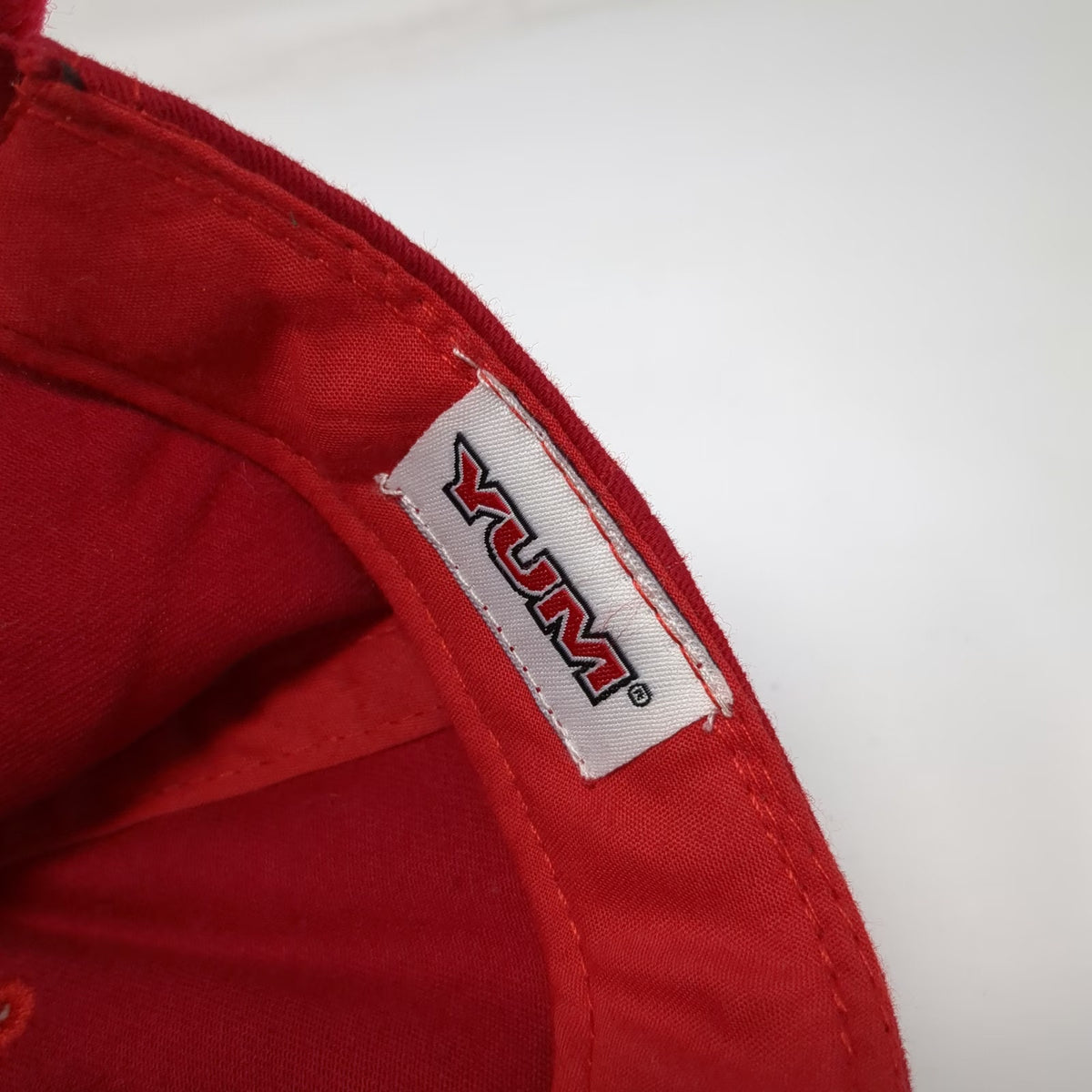 YUM Baseball Cap Black Red One Size Fishing Lure Logo Contrast Stitching Hat
